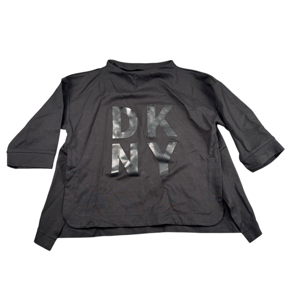 DKNY Sportโ Black Mock Neck 3/4 Sleeve Oversized Tunic Top M WP150
